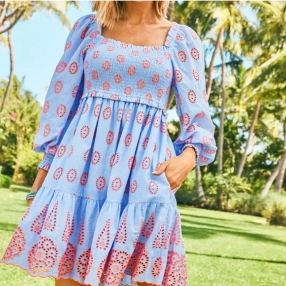 Lilly Pulitzer Rainna Eyelet Long Sleeve Dress Small - Picture 13 of 14